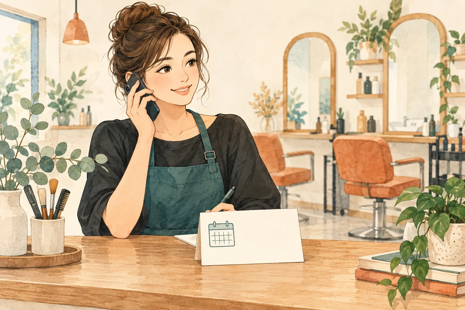 経営者が条件メモを手元に公式サポートへ相談する説明イラスト