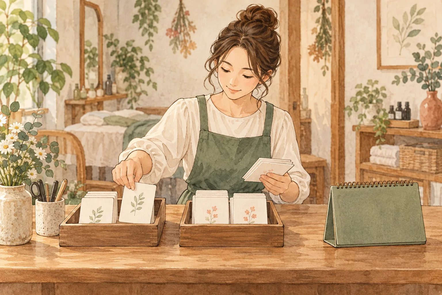 予約と実来店、将来の再来を分けて確認する説明用イラスト