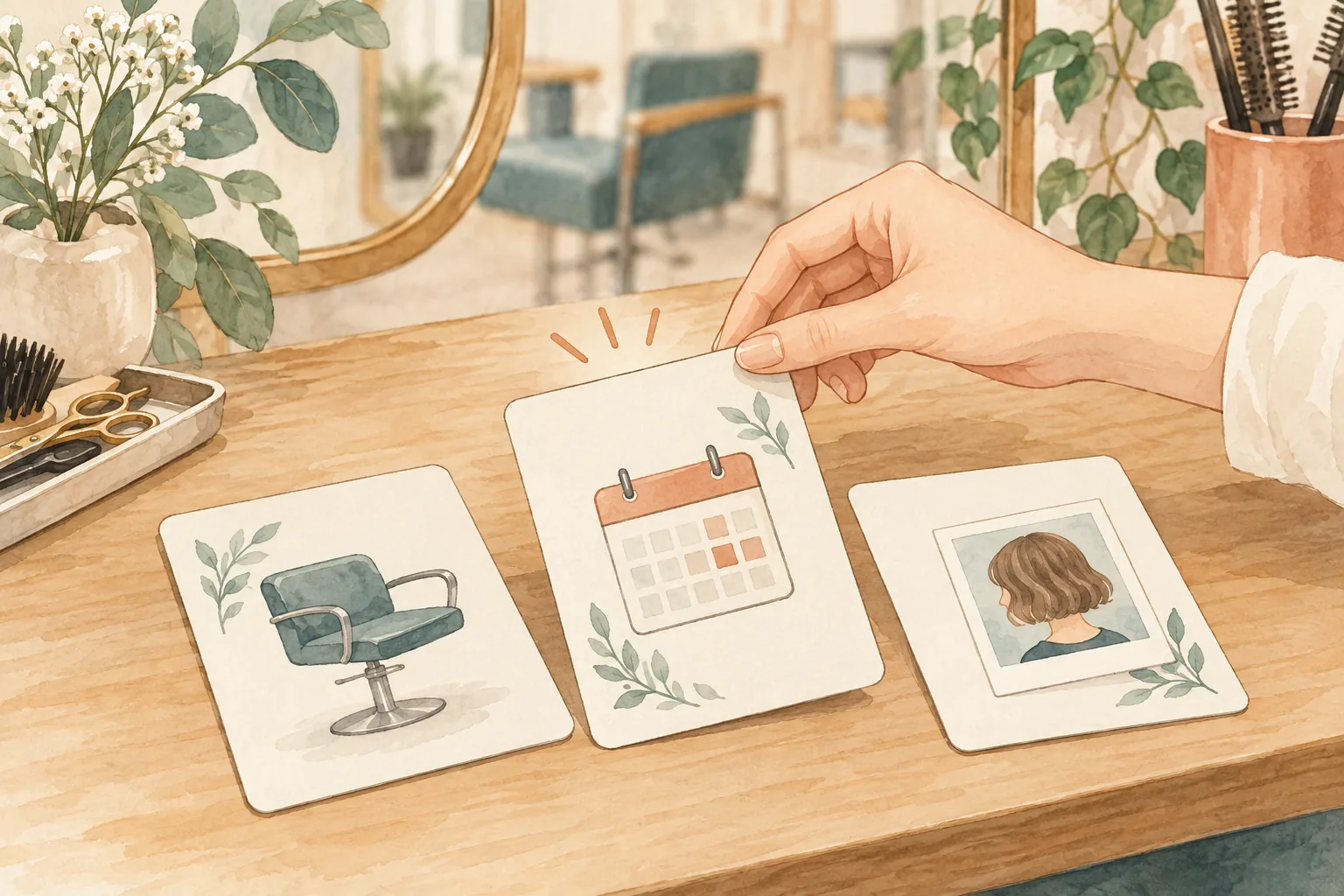 複数の点検候補から一つのメニューカードを選ぶ説明イラスト