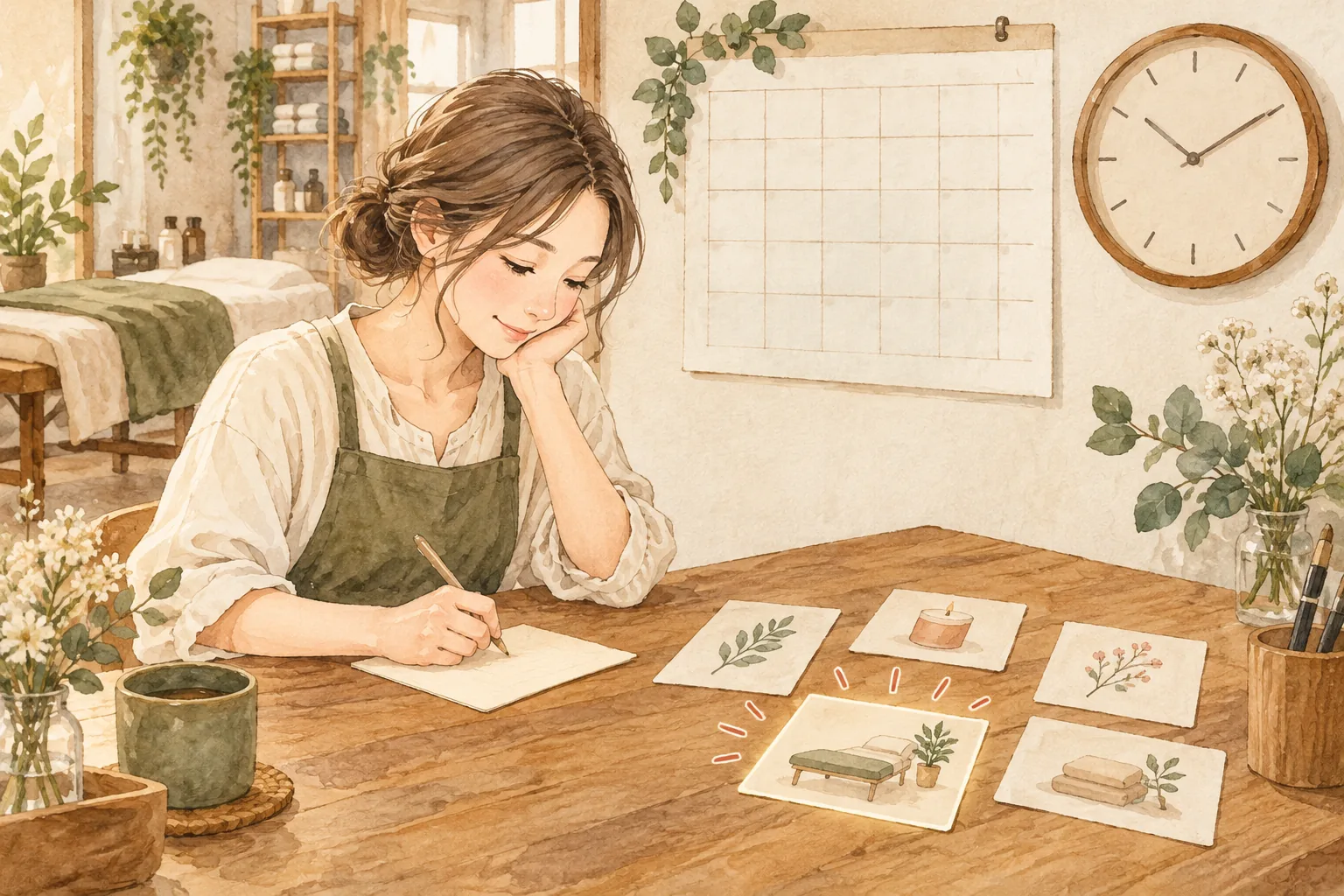 次に見る対象と確認日を一行ずつ残す説明用イラスト