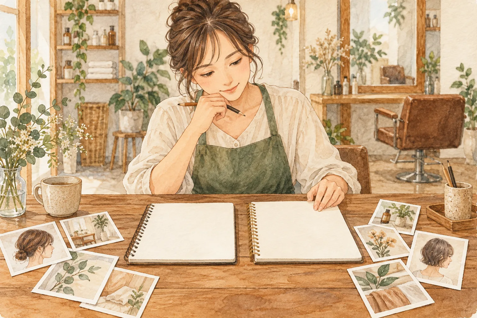 変更前後の記録を並べて見直す経営者の説明用イラスト