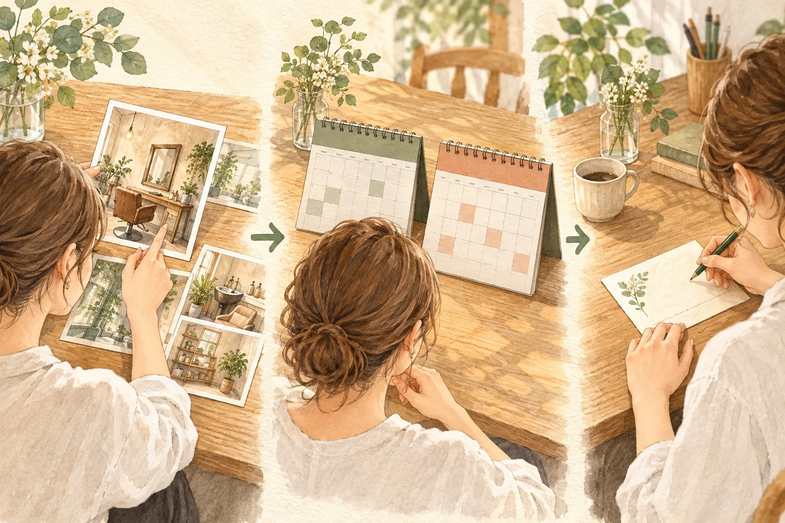 一つの変更と比較期間、次の確認を順に整理する説明用イラスト