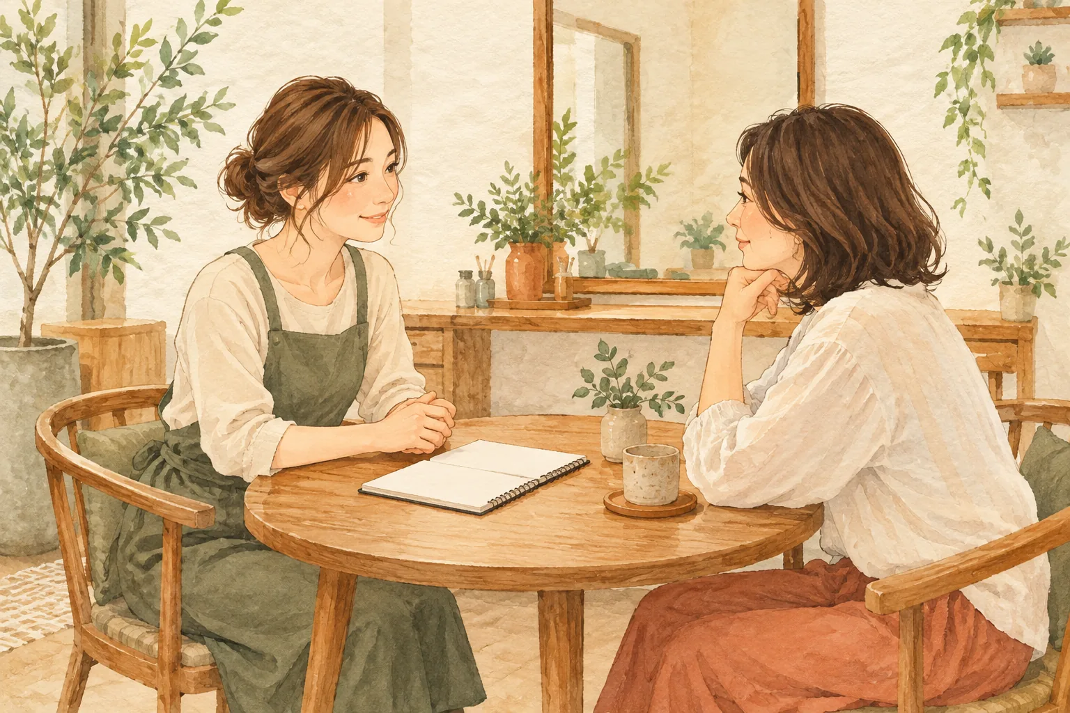 初回相談で希望と提供内容の認識をそろえる説明用イラスト
