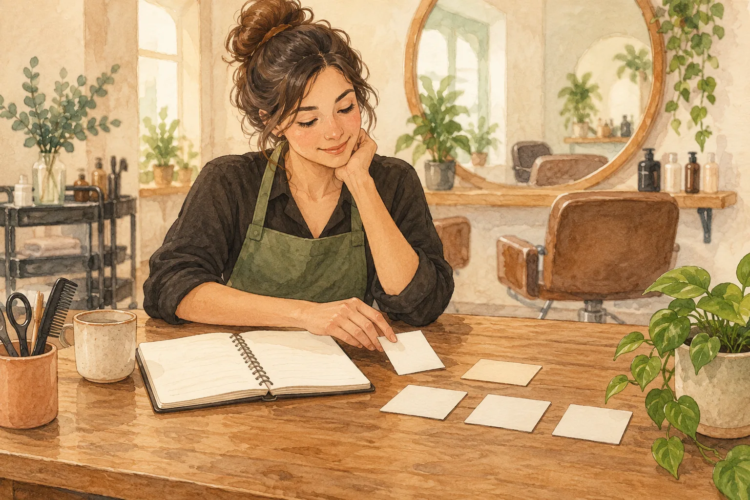 案内の一か所を直して作業を振り返る説明用イラスト