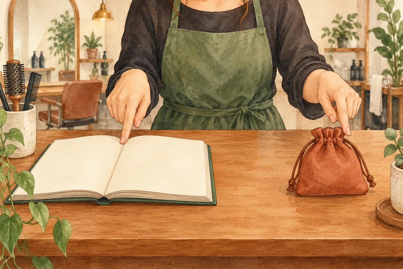 帳簿上の数字と手元の現金を別々に確認する説明用イラスト
