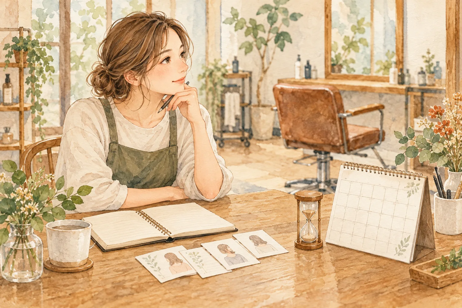 来店周期と観察途中の記録を確かめる説明用イラスト